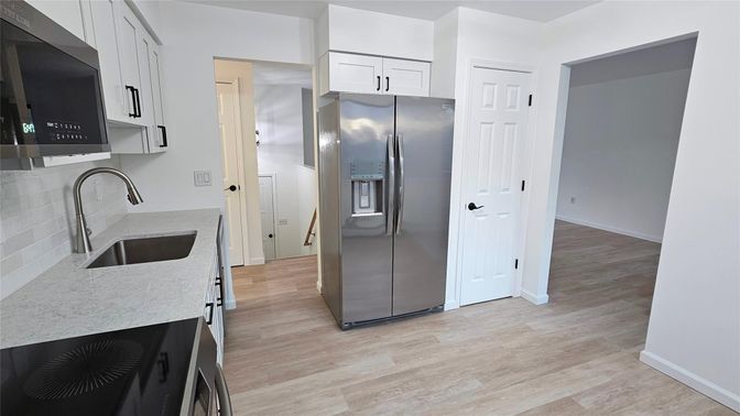 Interior, Kitchen, Stainless Steel Appliances, Wood Texture Flooring