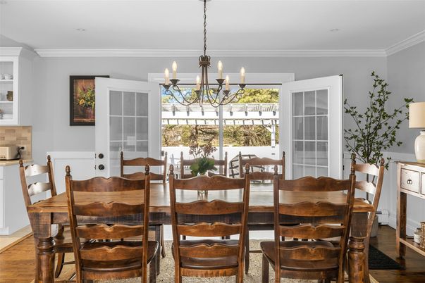 Chandelier, Dining room, Interior, Wood Texture Flooring