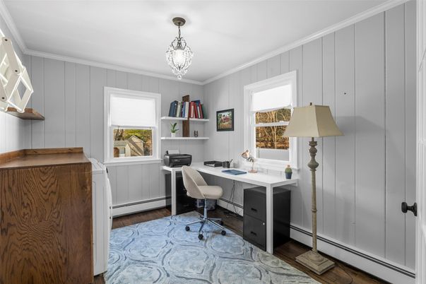 Chandelier, Home Office, Interior, Wood Texture Flooring
