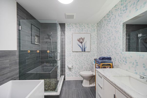 Bathroom, Dual Sink Vanities, Glass Shower, Interior