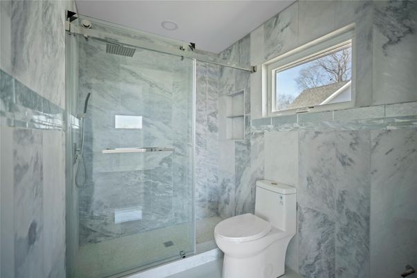 Bathroom, Glass Shower, Interior, Marble Walls