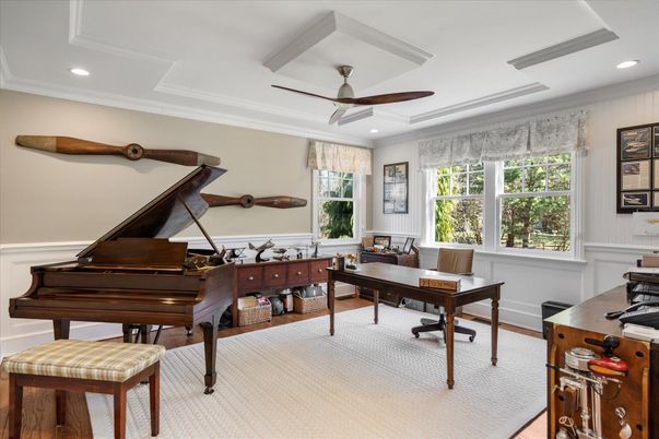 Home Office, Interior, Piano, Recessed Lighting