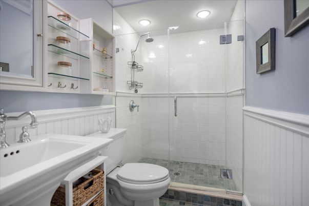 Bathroom, Glass Shower, Interior, Recessed Lighting