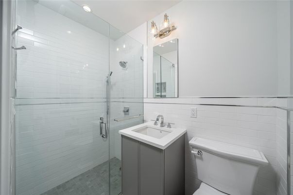 Bathroom, Glass Shower, Interior, Recessed Lighting