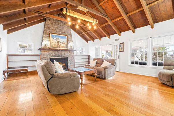Fireplace, Interior, Living room, Stone Walls, Wooden Beams, Wooden Ceilings, Wood Texture Flooring