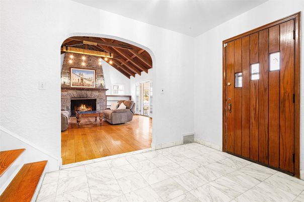 Fireplace, Interior, Living room, Marble, Wooden Beams, Wood Texture Flooring
