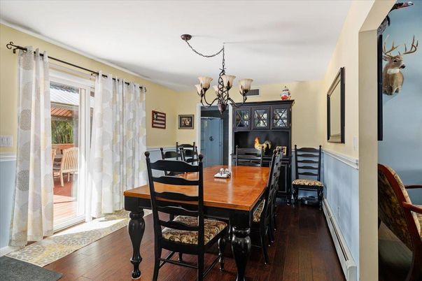 Chandelier, Dining room, Interior, Wood Texture Flooring