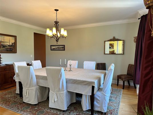 Chandelier, Dining room, Interior, Wood Texture Flooring