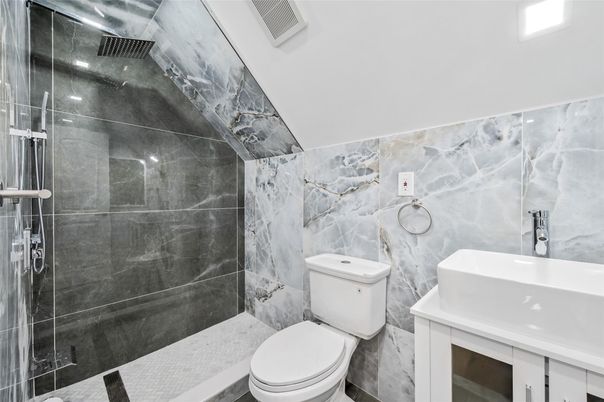 Bathroom, Glass Shower, Interior, Marble Walls