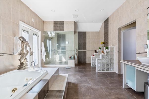 Bathroom, Glass Shower, Interior, Recessed Lighting