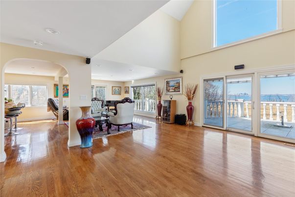 Dining room, Interior, Living room, Recessed Lighting, Wood Texture Flooring