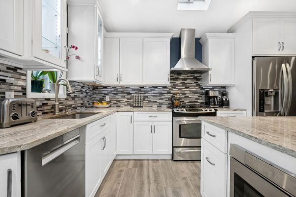 Interior, Kitchen, Stainless Steel Appliances, Wood Texture Flooring