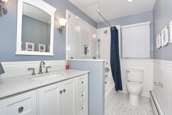 Bathroom, Glass Shower, Interior, Recessed Lighting