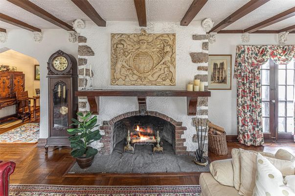 Fireplace, Interior, Wooden Beams, Wood Texture Flooring