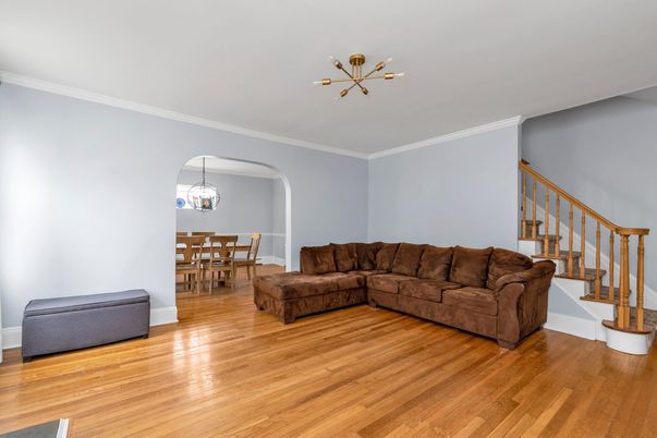Dining room, Interior, Living room, Pendant Lights, Wood Texture Flooring