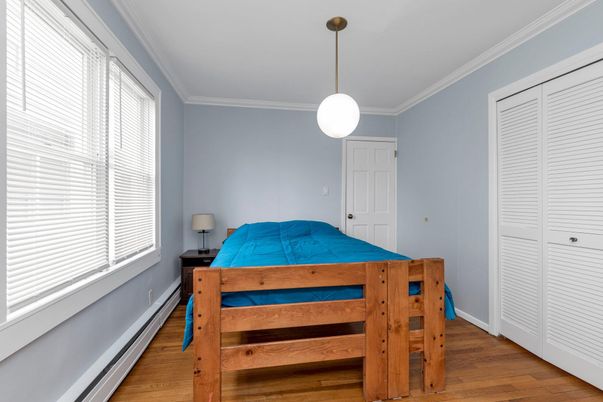 Bedroom, Interior, Pendant Lights, Wood Texture Flooring