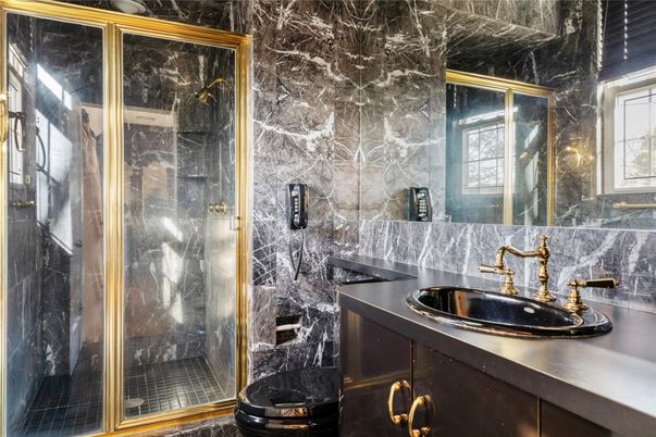 Bathroom, Glass Shower, Interior, Marble Walls