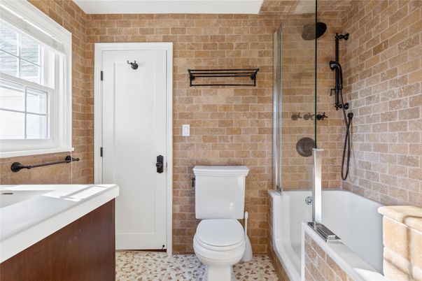 Bathroom, Glass Shower, Interior, Stone Walls