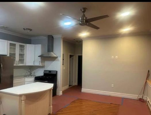 Interior, Kitchen, Recessed Lighting, Wood Texture Flooring