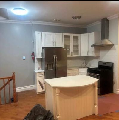 Interior, Kitchen, Stainless Steel Appliances, Wood Texture Flooring