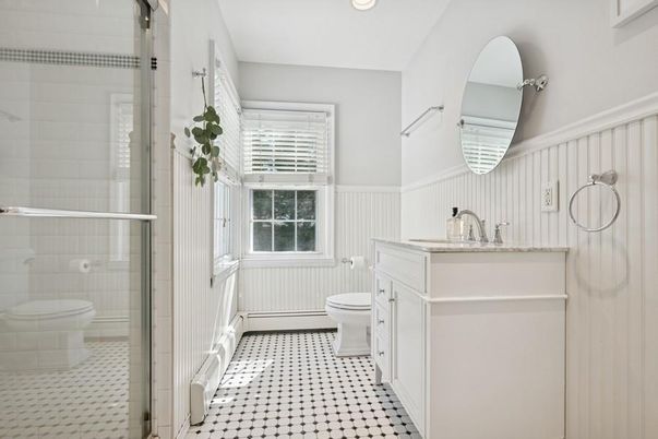 Bathroom, Glass Shower, Interior, Recessed Lighting