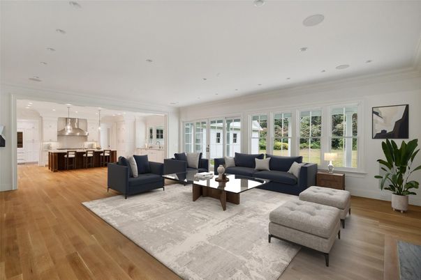 Interior, Kitchen, Living room, Pendant Lights, Recessed Lighting, Wood Texture Flooring