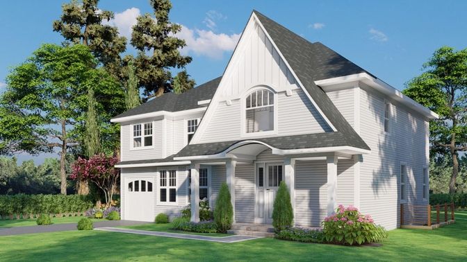 Attached, Exterior, Facade, Farmhouse