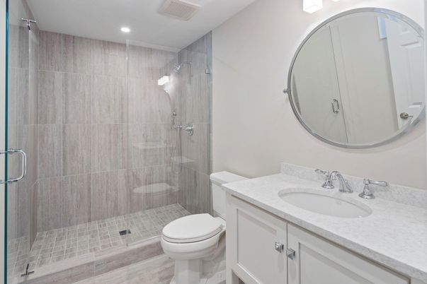 Bathroom, Glass Shower, Interior, Recessed Lighting