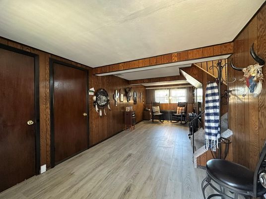 Dining room, Interior, Wood Texture Flooring, Wooden Walls
