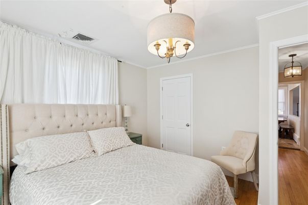 Bedroom, Chandelier, Interior, Wood Texture Flooring