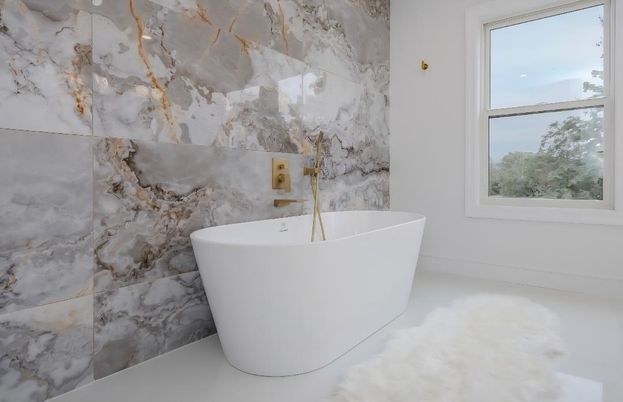 Bathroom, Free Standing Baths, Interior, Marble Walls