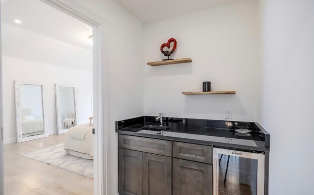 Bedroom, Interior, Kitchen, Recessed Lighting, Wood Texture Flooring