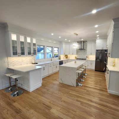 Interior, Kitchen, Pendant Lights, Recessed Lighting, Wood Texture Flooring