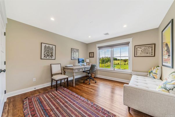 Home Office, Interior, Recessed Lighting, Wood Texture Flooring