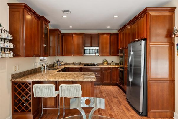 Interior, Kitchen, Recessed Lighting, Wood Texture Flooring