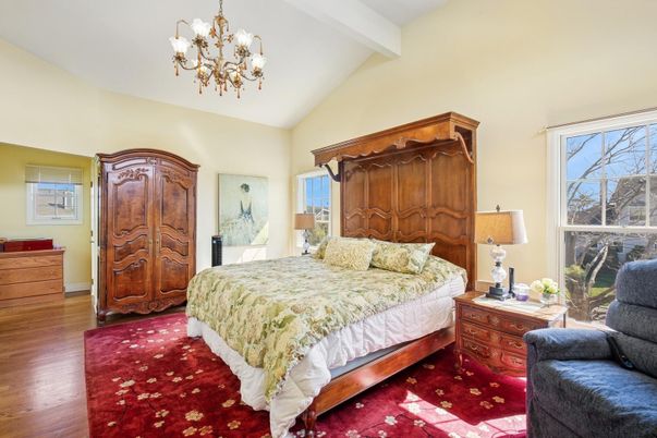 Bedroom, Chandelier, Interior, Wood Texture Flooring