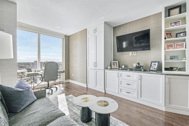 Home Office, Interior, Recessed Lighting, Wood Texture Flooring