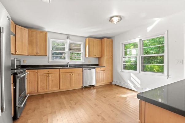Interior, Kitchen, Stainless Steel Appliances, Wood Texture Flooring