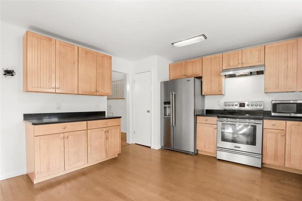 Interior, Kitchen, Stainless Steel Appliances, Wood Texture Flooring