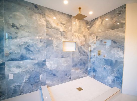 Bathroom, Glass Shower, Interior, Recessed Lighting