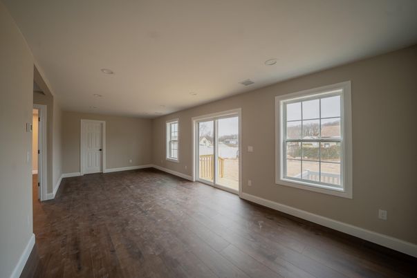 Empty room, Interior, Recessed Lighting, Wood Texture Flooring