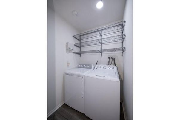 Interior, Recessed Lighting, Utility Closets, Washer, Wood Texture Flooring