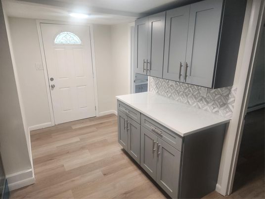 Interior, Kitchen, Recessed Lighting, Wood Texture Flooring