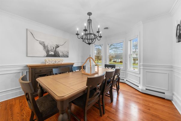 Chandelier, Dining room, Interior, Wood Texture Flooring