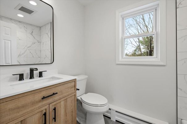 Bathroom, Interior, Marble Walls, Recessed Lighting