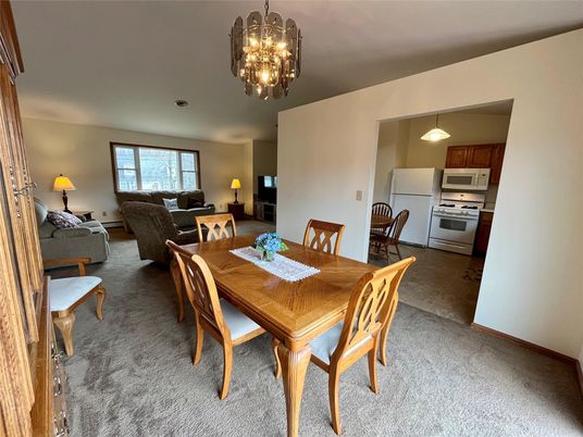 Chandelier, Dining room, Interior, Kitchen, Living room, Pendant Lights, Stainless Steel Appliances