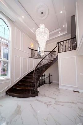 Chandelier, Interior, Marble, Recessed Lighting