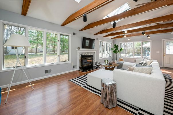 Fireplace, Interior, Living room, Wooden Beams, Wood Texture Flooring