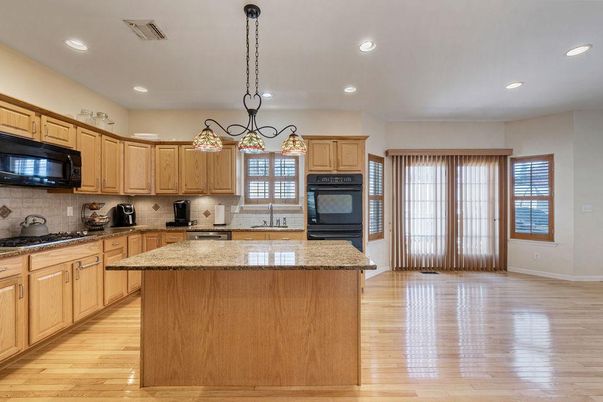 Interior, Kitchen, Pendant Lights, Recessed Lighting, Wood Texture Flooring