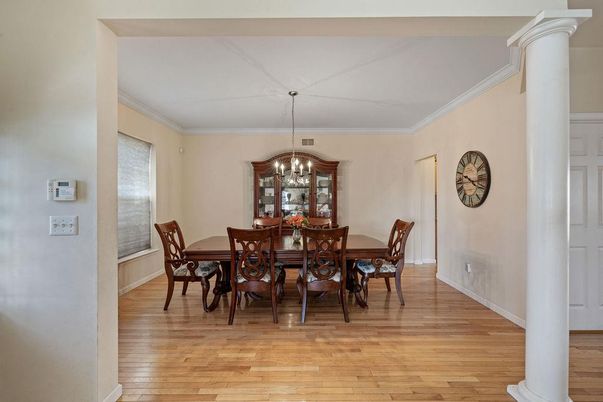 Chandelier, Dining room, Interior, Wood Texture Flooring